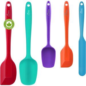 Heat Resistant 600℉ Food Grade Silicone Rubber Spatula Set for Baking, Cooking,
